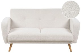 Kétszemélyes fehér buklé kanapéágy FLORLI Beliani