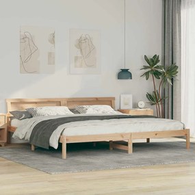 Ágykeret LED -es lámpákkal Barna 200 x 200 cm Tömör fenyőfa