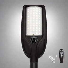 LED dimmelhető napelemes utcai lámpa érzékelővel VENICE 50W/4000 mAh IP65 fekete + távirányító
