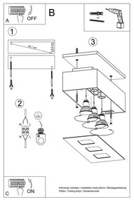 Hydra fekete mennyezeti lámpa - Sollux