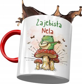 Piros Bögre Neli Feleség Barátnő Ajándék Nyomtatott Fotóval