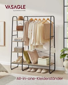 VASAGLE ruhatartó állvány, 45 × 120 × 160 cm, türkizbarna-fekete