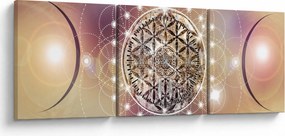 Kép - Mandala elemekkel (órával) (90x30 cm)