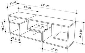 TV szekrény Glis - Sapphire Oak, White