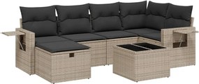 vidaXL 7 részes szürke polyrattan kerti ülőgarnitúra párnákkal
