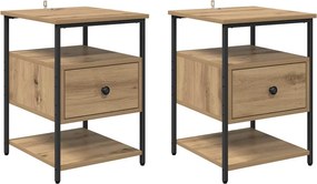 vidaXL Éjjeliszekrény 2 pcs Artisan tölgy 40 x 42 x 56 cm Faanyag