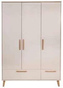 Krémszínű-natúr színű gyerek ruhásszekrény tölgyfa dekorral 138x200x55 cm Jil – Roba