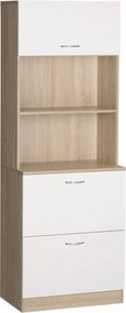 HOMCOM Konyhai Buffetszekrény 2 Fiókkal + Nagy Asztal 60 x 38 x 168 cm, Fehér MDF | Aosom