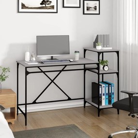 szürke sonoma fa és vas íróasztal polcokkal 135x50x90 cm