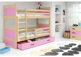 Gyerek emeletes ágy RICO 200x90 cm Szürke Rózsaszín