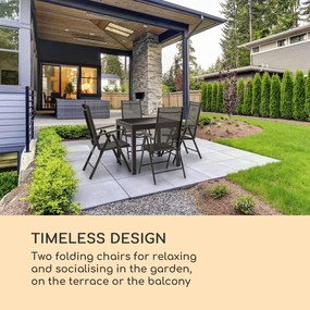 Blumfeldt Almeria garden chair, összecsukható szék, 2 darabos szett, 56,5 x 107 x 68 cm, comfortmesh, antracit