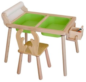 Gyerekasztal székekkel Roll and Chair - Green