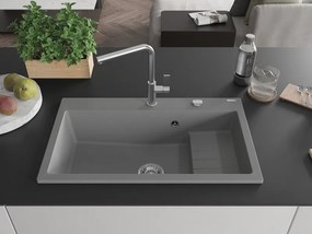 Mexen Omar gránit mosogató 1-medencés 800 x 480 mm, szürke, króm szifon - 6520801005-71