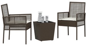 3 részes kert bistro szett párnákkal barna poli rattan