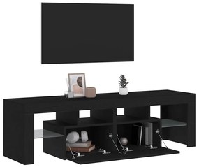 fekete tölgy szerelt fa TV-szekrény LED-ekkel 140x36,5x40 cm