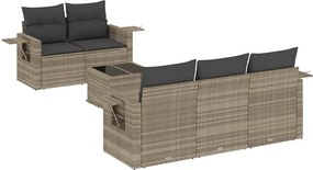 vidaXL 6 részes világosszürke polyrattan kerti ülőgarnitúra párnákkal
