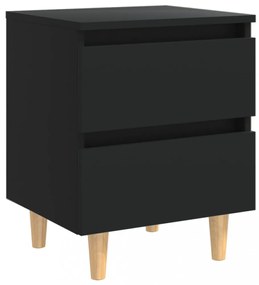 2 db fekete éjjeliszekrény tömör fenyőfa lábakkal 40x35x50 cm