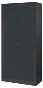 Fém irodai szekrény tolóajtókkal KUBA, 900 x 1850 x 400 mm, antracitszürke