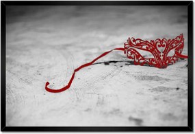 Poszterek keretben 60x40 Piros velencei maszk