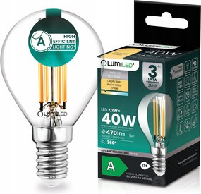 Led Izzó E14 Filament Class A 2,2W 470LM 40W 2700K 360° Golyó