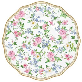 Rózsás porcelán desszertes tányér fehér Garden Joy