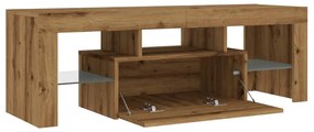 kézműves tölgy szerelt fa TV-szekrény LED-ekkel 120x36,5x40 cm