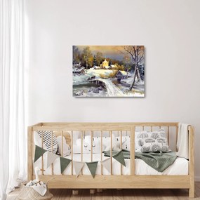 Kép - téli város (üvegen) (70x50 cm)