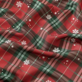 Goldea karácsonyi teflonbevonatú asztali futó - piros kockás hópelyhekkel 20x120 cm