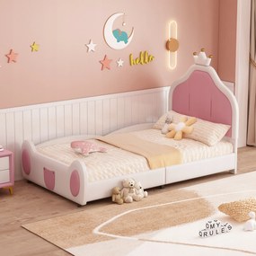 Kárpitozott gyerekágy 90*200 öntvény korona egyszemélyes ágy fehér