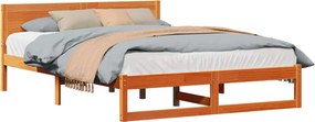 vidaXL Ágykeret fejtámlával Faggyú barna 150 x 200 cm Tömör fenyőfa