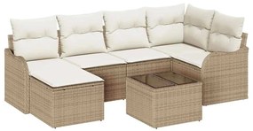 vidaXL Kerti Kanapé Szett Bézs polirattan