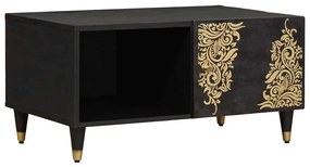 vidaXL Dohányzóasztal Fekete 80 x 50 x 40 cm Tömör Mangófát