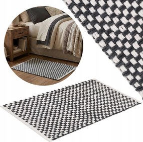 Szürke Fonott Hálószobaszőnyeg 50x80 cm Plüss mikroszálas