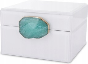 Üveg Ékszerdoboz Fehér Glamour Kék Achát