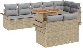 vidaXL Kerti Kanapé Szett 9 pcs Beige és Világosszürke polirattan