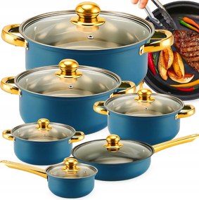 Acél Konyhai Edénykészlet 12 Részes Serpenyő Fedő