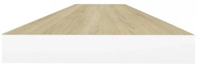4 db tölgyszínű és fehér MDF lebegő fali polc 120x23,5x3,8 cm