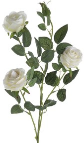 Selyemvirág rózsa ág 4 fejjel, 64.5cm magas - Krém