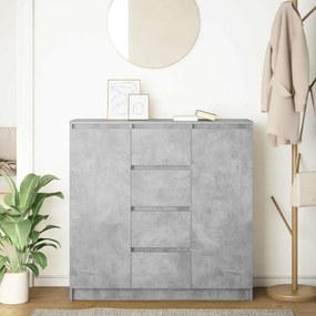 betonszürke szerelt fa tálalószekrény fiókos 100,5x35x98,5 cm