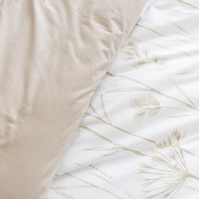 Goldea pamut ágyneműhuzat duo - kerti dísznövények, latte színű hátoldal 140 x 200 és 70 x 90 cm