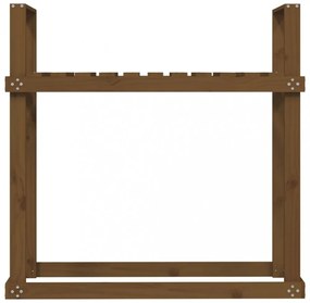 mézbarna tömör fenyőfa tűzifatartó állvány 110 x 35 x 108,5 cm