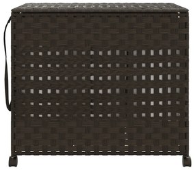 sötétbarna rattan szennyeskosár kerekekkel 66x35x60 cm