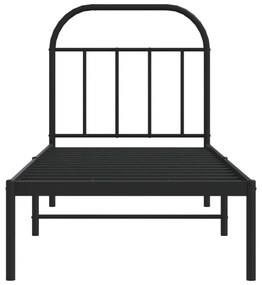 fekete fém ágykeret fejtámlával 75 x 190 cm