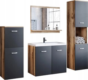 Fürdőszobabútor Szett Mars Akasztós Mosdó Tükör Polc Szekrény