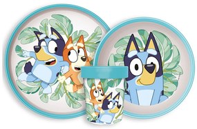 Bluey Tropical csúszásmentes étkészlet, micro műanyag szett