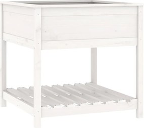 vidaXL fehér tömör fenyőfa növénytartó polccal 82,5x82,5x81 cm