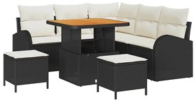 vidaXL Kerti Kanapé Szett párnával tárolóval 8 pcs Fekete és Krém