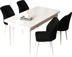 Arp étkezőgarnitúra, fehér-fekete, 110 cm