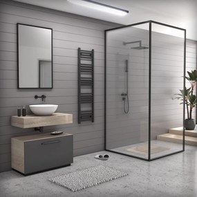 Fekete 400x1500mm törölközőszárítós fürdőszobai radiátor Welland Lux | Készletről | Gyors kiszállítással