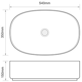 Erga Ciele, asztali mosogató 540x350x150 mm, fehér fényes, ERG-V03-9683-WH